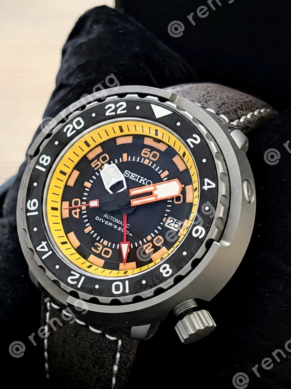 47mm Titanium Seiko GMT Tuna Canned Men's Automatic Diver Mod Watch Sapphire